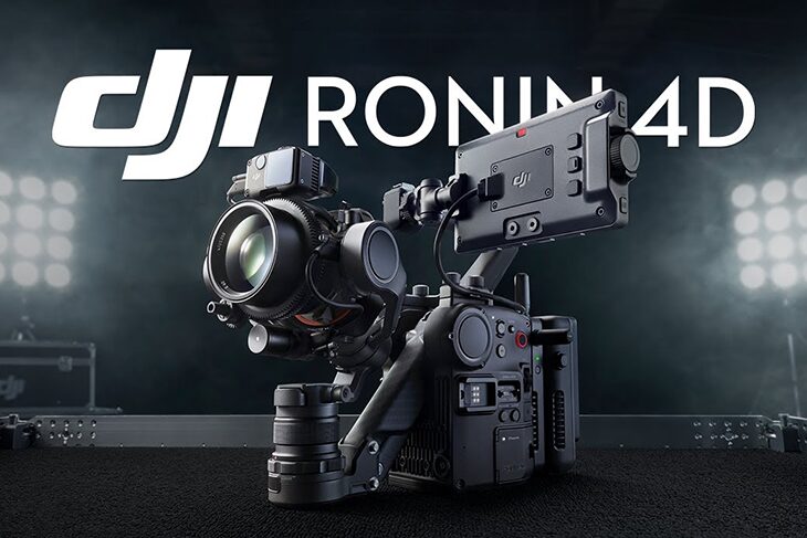 DJI Ronin 4D kamera ar pilnkadra sensoru un četru asu stabilizāciju, paredzēta profesionālai kinofilmēšanai un augstākās kvalitātes video uzņemšanai.
